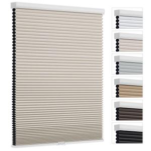 Changshade Cordless Cellular Shades, Blackout Room Darkening Black Out Honeycomb Blinds for Indoor Windows Bedroom, Pull Down Pleated Accordion Blind Easy Install, Shade Size 31" Wx64 H, Beige