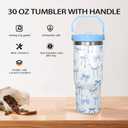 30 Oz Blue Bow Flip Tumbler With Lid and Straw, Coffee Travel Mug, Blue Bow Gifts for Women Girls, Bow Home Decor (EXP 11/28/36)