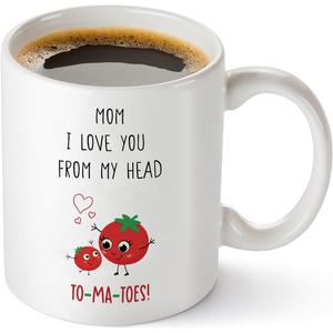 Lovely Birthday Mug Gift for Mom, Cute Pun I Love You Mom Mother's Day Coffee Mug Gift from Son Daughter Kids, Unique Mommy Birthday Love You Gifts Coffee Cup - 11oz White Ceramic Cup