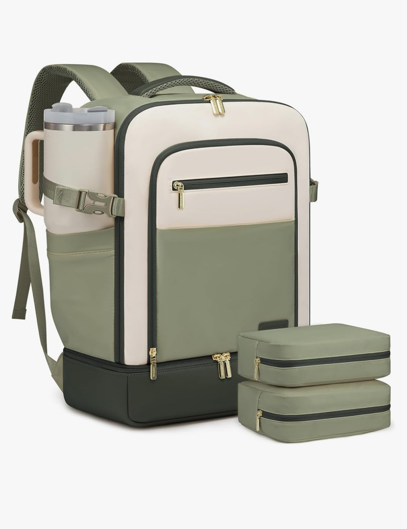 LOVEVOOK Travel Backpack for Women with Shoes Compartment,40L Personal Item Travel Bag Flight Approved Carry On Backpack with 2 Packing Cubes,Large Casual Weekender Luggage Daypack