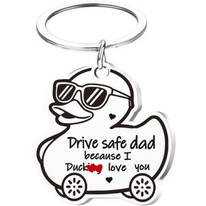 Valentines Keychain for Dad Mom - Drive Safe I Love You, Keyring Key Chain Birthday Valentines Day Funny Gifts