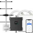Cell Phone Signal Booster for Verizon and AT&T | Up to 4,500 Sq Ft | Boost 4G LTE 5G Signal on Band 12/13/17 | 65dB Dual Band Cellular Repeater with High Gain Antennas | FCC Approved (Black)