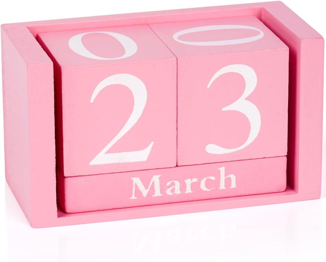 Notakia Pink Decor Wooden Desk Blocks Calendar Perpetual Block Cute Office Pink Desk Accessories Preppy Room Decor for Women
