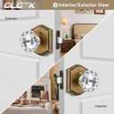 Glass Door Knobs Interior with Lock, Vintage Crystal Privacy Antique Brass Door Knobs for Bedroom Bathroom, 1 Pack