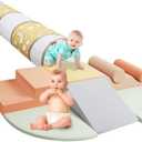 Climbing Toys for Toddlers, 9-Piece Soft Foam Climbing Blocks Set&Crawl Through Tunnel, Toddler Climbing Toys Indoor Foam Play Gym for Climbing Crawling and Sliding