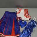 GRAJTCIN Girls Cheerleader Costume Halloween Dress Up Cheerleading Uniform Outfit (10-12 Years, Blue)