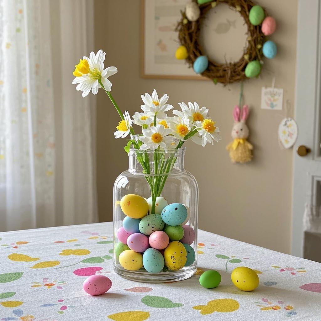 6 x Allaugh Easter Egg Vase Filler: Lightweight Foam Eggs for Quick Spring Decor - Non-Toxic Toddler-Safe Centerpiece - Busy Mom's Easter Brunch & Egg Hunt Table Upgrade (0.9"  0.6")