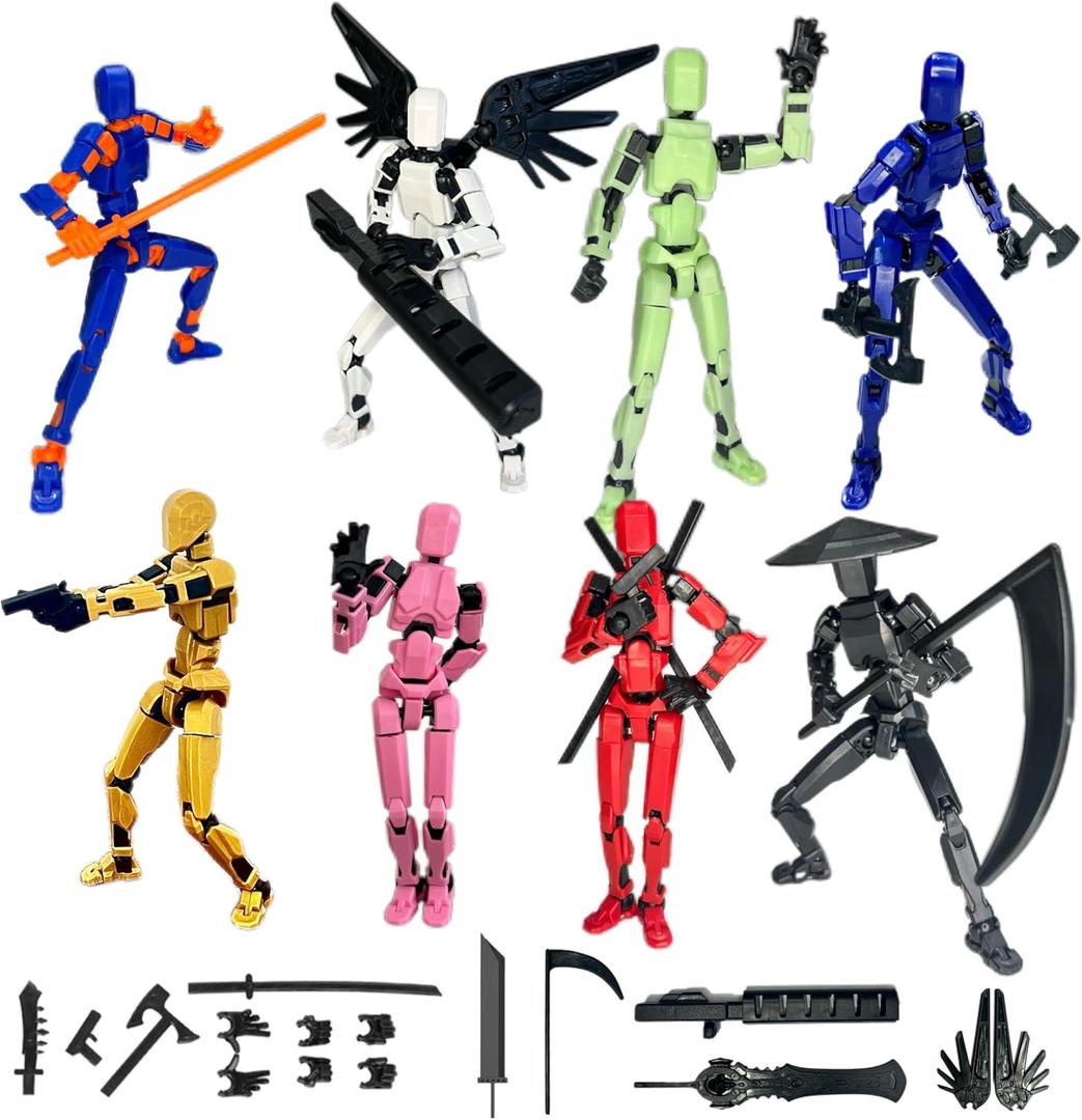 (Assembly Completed) 8 Packs Dummy13 Action Figure Set, 3D Printed ActionFigure Toy Gifts for Kids, Dummy 13,Robot 13 Action Figure Full Body Mechanical Doll Christmas Birthday Gift for Boys Girls