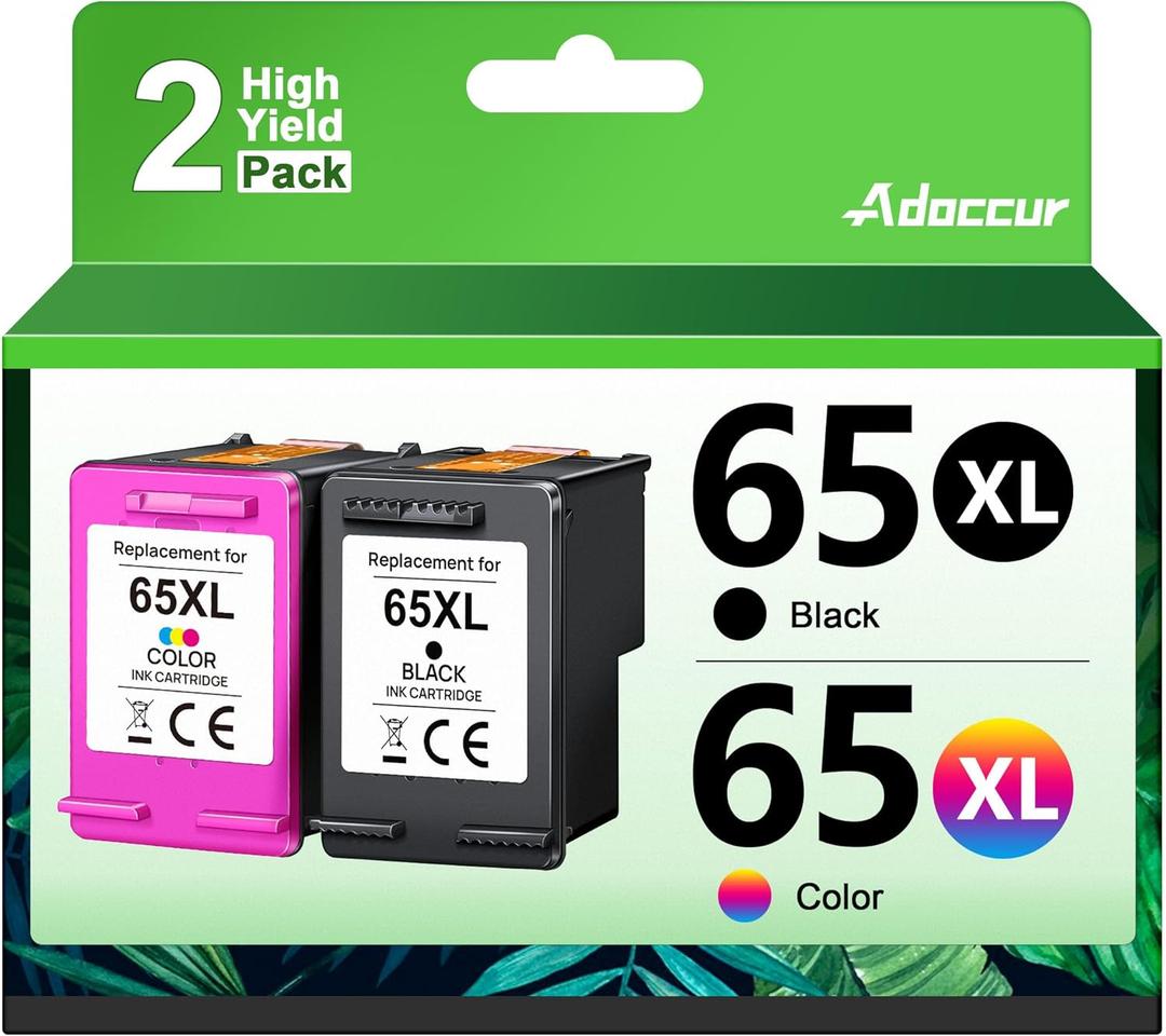 Remanufactured Ink Cartridges Replacement for Ink 65 65XL Work for DeskJet 3755 3772 3700 3752 3722 2600 2622 Envy 5055 5000 5070 5052 (1 Black,1 Color)