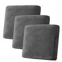 H.VERSAILTEX Velvet Stretch Couch Cushion Cover Plush Cushion Slipcover for Chair Loveseat Sofa Cushion Furniture Protector Seat Cushion Sofa Cover (3 Piece XL Sofa Cushion Covers, Grey)