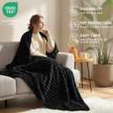 HIMEET Black Ribbed King Size Blanket for Bed - 300GSM Lightweight Fleece Blanket for Men Women, Large Cozy Sofa Couch Bed Blankets Gifts, Striped Spring Home Room Decor, Black, 108x90 Inches
