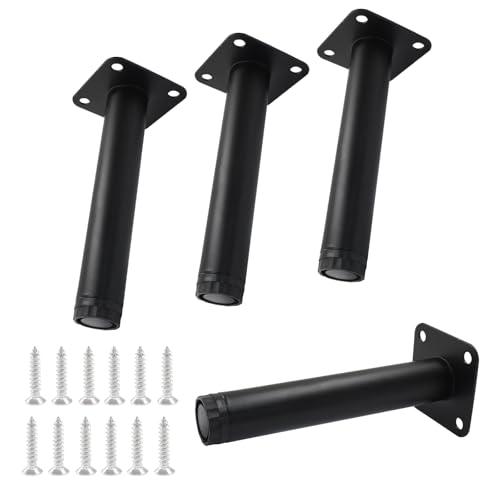 HARSKIYER 6 Inch Furniture Legs Set of 3, Adjustable Cabinet Legs Metal Furniture Feet, Black Furniture Support with Screws for Sofa, Cabinet, Dresser, Table, Shelf, Couch