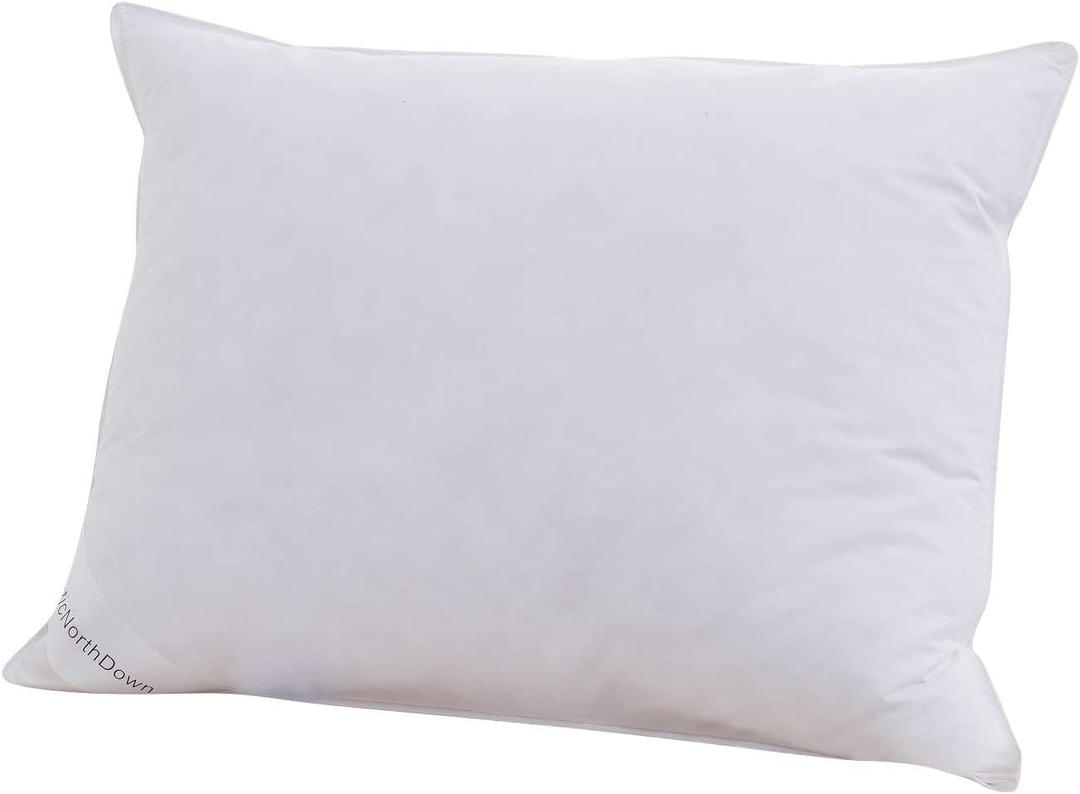 Goose Down Feather Pillows Hotel Collection Bed Pillow for Sleeping,100% Cotton Fabric, Good for Side and Back Stomach Sleeper Standard Size (1 Pack, White) (Standard (Pack of 1))