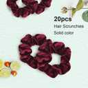 Didder 20 Pcs Hair Scrunchies Velvet Elastics Scrunchy Hair Ties Wine Red Soft Scrunchie Bobbles Ropes Scrunchie Solid color Hair Bands for Women Girls