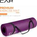 CAP 1/2" Thick Yoga Mat, Exercise & Workout Mat with Strap, Wine | Latex-free NBR foam cushions knees and joints for Pilates, stretching, core training, floor exercises and home fitness.