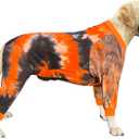 Dog Pajamas for Large Dogs Cotton Tie dye Pet Clothes Dog Onesie Jumpsuit Pet Sleeper Shirts Full Coverage Dog pjs (2XL, Black Orange)