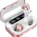 Ear buds Wireless Bluetooth Earbuds 2024 Upgrade Bluetooth 5.3 Headphones Deep Bass Earphones 100H Playtime in-Ear Earbud with LED Power Display IP7 Waterproof Earphones Sport Headset for iOS/Android (Rose)