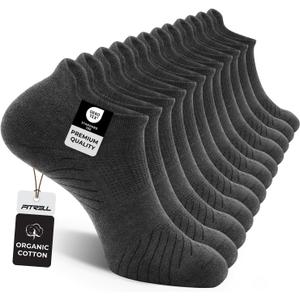 FITRELL 6 Pack Men's Athletic Running Ankle Socks Low Cut Cushioned Wicking Anti-Blister Breathable Sport Socks (Medium, Dark Grey)