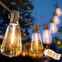 10FT Outdoor String Lights - Waterproof LED Patio Lights Shatterproof ST38 Edison Bulbs, Connectable Hanging Outdoor Vintage Lights for Indoor Backyard Yard Gazebo Porch Party Decor