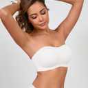 DEANGELMON Strapless Bras for Women Seamless Padded Bandeau Bra Non-Slip Silicone Tube Top Wireless Push Up Bralettes (White, L)