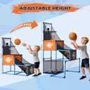 2 in 1 Basketball Arcade Game & Soccer Goal for Kids, Adjustable Kid Basketball Hoop with 6 Balls and Pump, Indoor Outdoor Games for Kid Toys for 3-12 Year Old Kids Birthday Gifts for Boys Girls