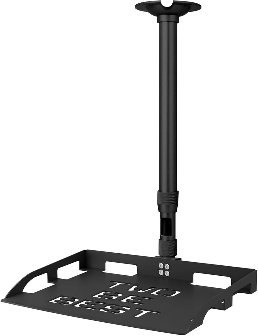 2-Be-Best Projector Ceiling Mount with Tray, 14.4-23.6IN / 37-60CM Height Adjustable Universal Tray Mount 360 Rotation Ceiling Projector Shelf Upgraded Black