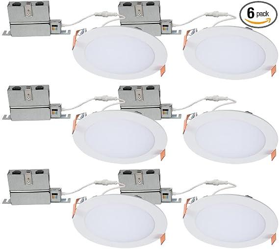 HALO HLB Recessed Lighting 6 Inch LED Thin Canless, Dimmable w/Selectable Color Temperatures, 6-Pack -HLB6099FS1EMWR-6PK, Size: 6 inch