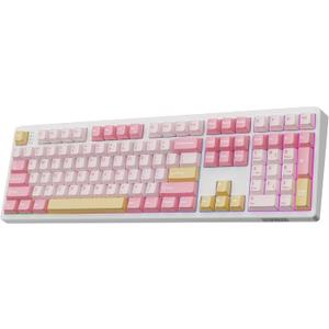 EPOMAKER TH108 Full Size Mechanical Keyboard, Wireless Gaming Keyboard with 8000mAh Battery, Creamy Gasket, 108 Keys, Hot Swap, Custom Driver, RGB Backlight (Pink, Creamy Jade)