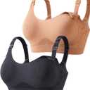 HOFISH Nursing Bras for Breastfeeding, TwinClips Wearable Pump Bra Fixed Pad, Adjustable Support Maternity Bra for Pregnancy (Medium, Nipple Pad-brown+darkblue)