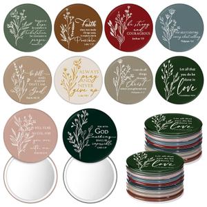 20 Pcs Christian Compact Mirror Bulk for Women Inspirational Bible Verse Pocket Mirrors Mini Purse Makeup Mirror Christian Easter Gift for Women History Month Mother's Day Church Party Favor (Retro)