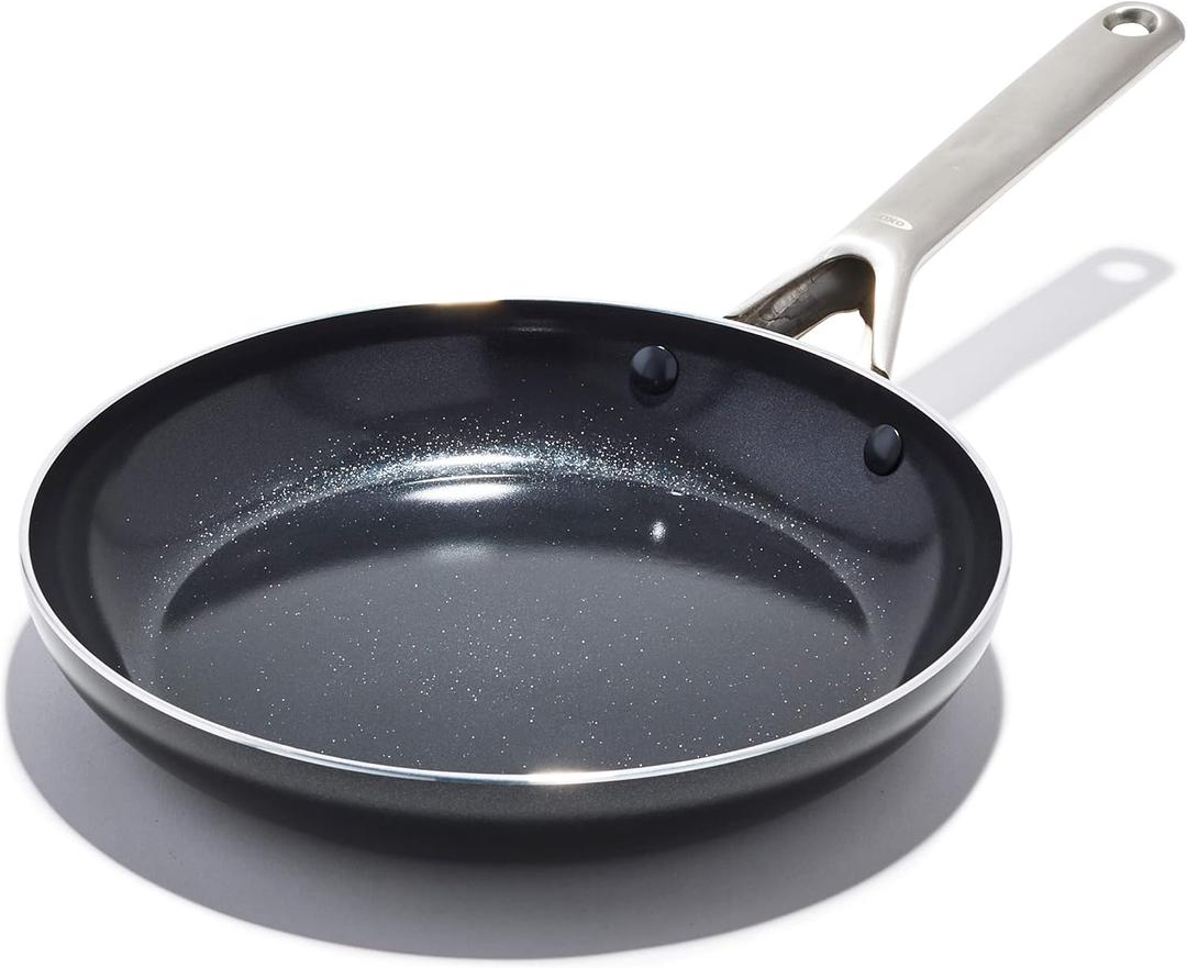 OXO Agility 10" Nonstick Frying Pan Skillet, Ceramic PFAS-Free Nontoxic Cookware, Induction Suitable, Compatible on All Cooktops, Dishwasher & Oven Safe, Stainless Steel Handle, Black
