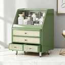 Large Vanity Organizer with Drawers for Bathroom Countertop | Dustproof makeup organizer Plastic,Bathroom Countertop,3 Drawers Large Drawer Storage,For Skincare Makeup Perfume (Green)