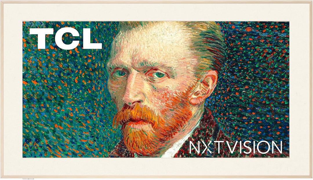 TCL 55-Inch Class NXTVISION Series QLED 4K UHD Google Smart TV Canvas Style Art Frame TV - QLED, 120hz, Matte Anti-Glare Screen, Free Bezel and Frame, Atmos, Free Art Included (55A300W, 2024 Model)