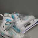 Adjustable Ice Skates for Kids Girls Boys, 4 Size Adjustable Beginner Ice Hockey Skates for Youths Teen, Warm Ice Skating Shoes with Electroplated Color-Changing Blades for Outdoor and Rink (Large (5-8 US) Youth, Blue)