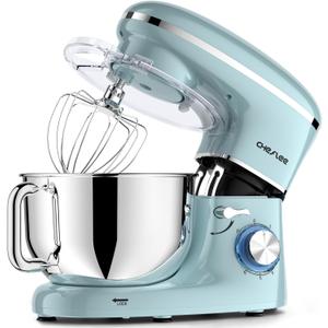 CHeflee Stand Mixer,660W 6+P With 6.5QT Stainless Steel Bowl,Dough Hook, Wire Whip & Beater,for Most Home Cooks,Blue
