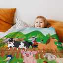 Farm Animal Throw Blanket Cute Farm Animal Blanket for Kids Soft Cozy Flannel Farm Dog Pig Lamb Hen Horse Cow Blankets Fluffy Fleece Cartoon Animal Blanket for Toddler Child Girl Boy Gifts 40x50 Inch