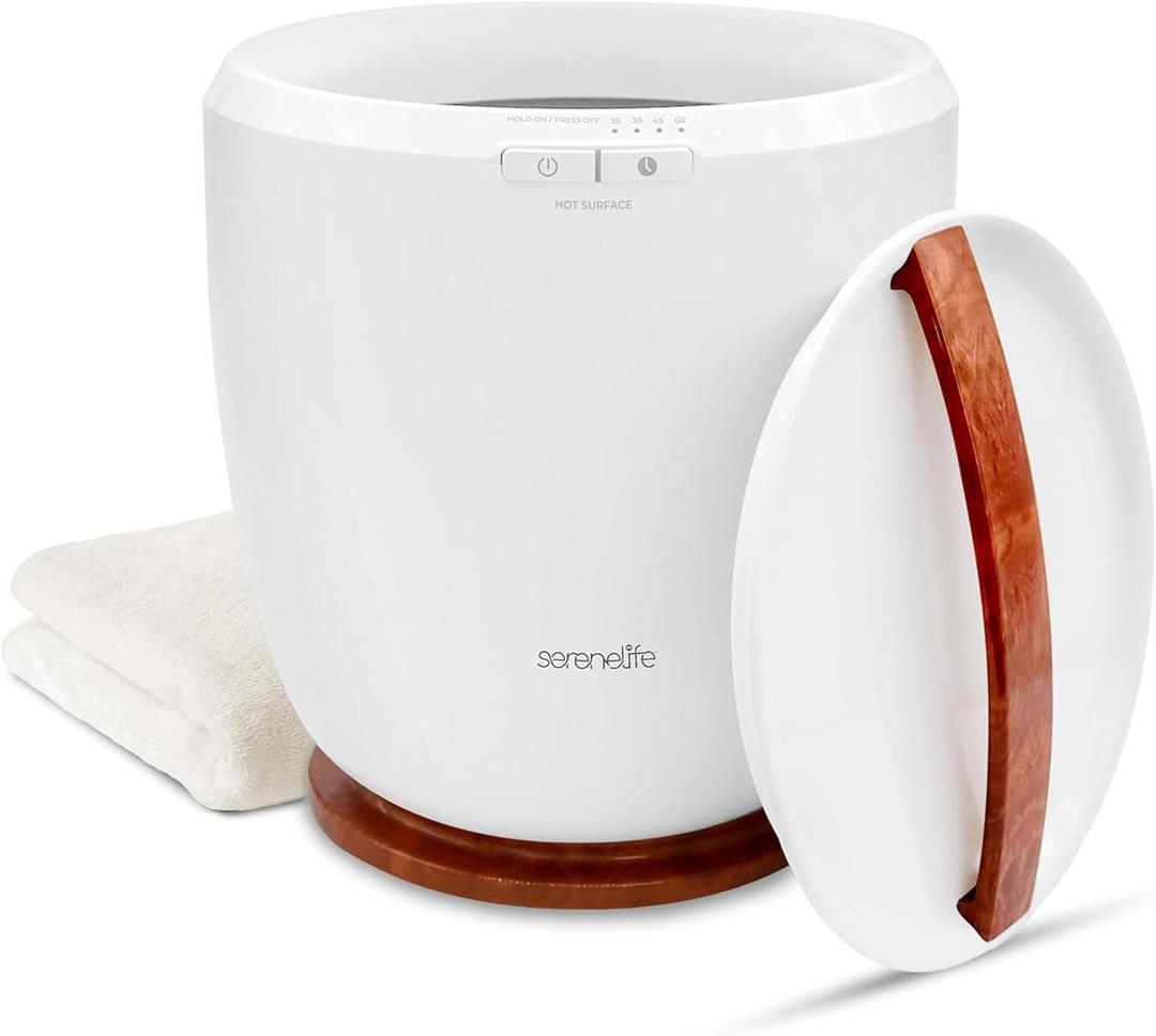 SereneLife Counter Towel Warmer Bucket - with Customized Fragrance for Spa and Bathroom, Luxury Towel Heater, Auto Shut Off, Fits 1 Large Towel, Blanket, Bathrobe, PJs (Cherry)