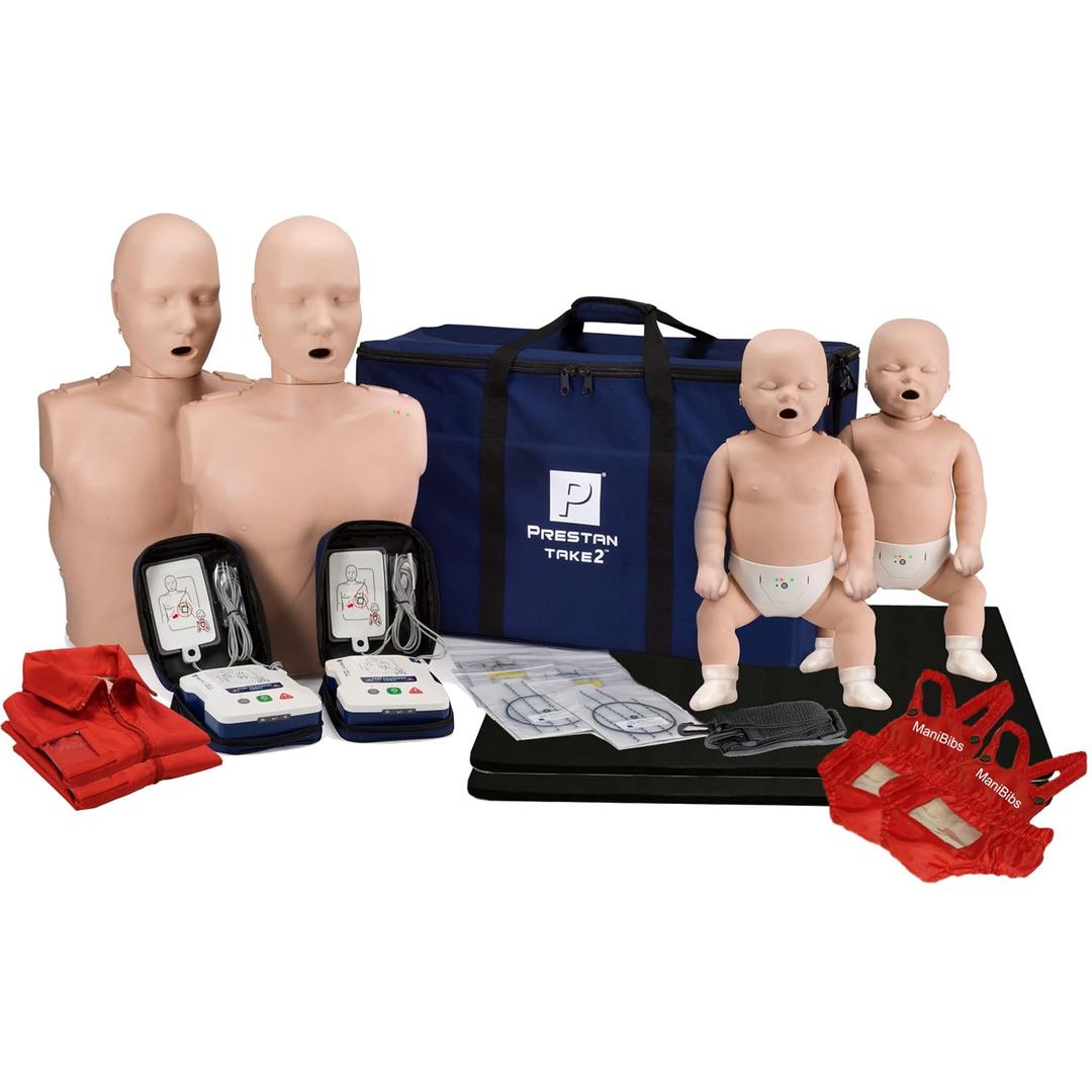 MCR Medical CPR Manikin/AED Training Kit, 2 Adult/2 Infant, Medium Tone