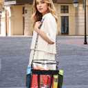 Paxiland Clear Bag for Stadium Events 12x6x12 inches, Clear Tote Bag with Reinforced Strap, Clear HandBag for Sports Concert (White Block Strap)