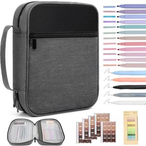 Bible Cover for Men Bible Book Cover Canvas Carrying Case Book Protector Case Large Bible Cover with Durable Handle Bible Study Supplies Accessories Christian Gifts (Black+Grey, Large)