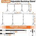 FUDESY Backdrop Stand Heavy Duty, 10x30ft Adjustable Photo Backdrop Stand