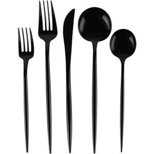 Blue Sky Novelty Black Plastic Soup Spoons, 384 Count Bulk Disposable Cutlery for Weddings, Parties, Catering & Events