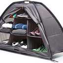 Camping Shoes Storage Organizer 9 Shelf Collapsible Tent Wardrobe with Metal Frame Portable RV Hanging Clothes Storage Unit for Outdoor Indoor Camping Storage System 30 LBS Weight Capacity (128*55*75cm)