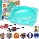 COCOFOX Battling Top Burst Toy Set Game Complete Battle Game Set with Stadium, 6 Battling Tops and 2 Launchers, Toys for 6 Year Old Boys & Girls & Up Green