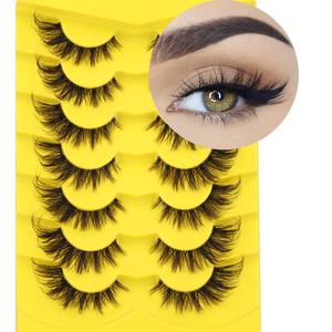 Fox Eye Lashes Wispy False Eyelashes Natural Look Clear Band Lashes 20mm 3D Mink Lash Cat Eye Spiky Strip Eyelashes Pack by Kiromiro