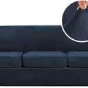 H.VERSAILTEX High Stretch Sofa Slipcover 4 Piece Cover Velvet Furniture Protector Form Fit Thick Velvet Extra Large Sofa Cover for 3 Cushion Couch Width Up to 97 Inch (Large Sofa, Navy)