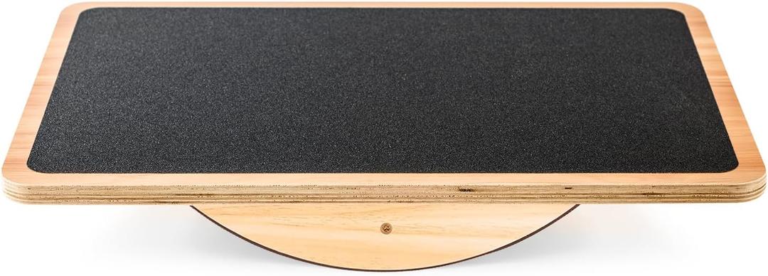 StrongTek Professional Wooden Balance Board, Rocker Board, Wood Standing Desk Accessory, Balancing Board for Under Desk, Anti Slip Roller, Core Strength, Stability, Office Wobble Boards