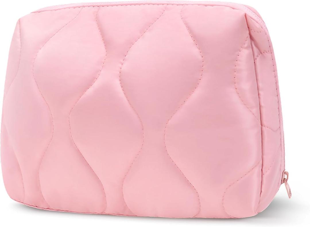 2 x Makeup Bag, Wide-open Cosmetic Bag, Toiletry Bag for Women, Travel Essentials Organizer, Compact Lightweight for Daily Use (Pink)