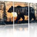 sawjug Forest Animal Canvas Wall Art, Forest Bear Wall Decor, Wildlife Canvas Wall Art, Animal Pictures Wall Decor, Wall Painting for Living Room, Bedroom, Office (12" x 18" x 3 pcs)