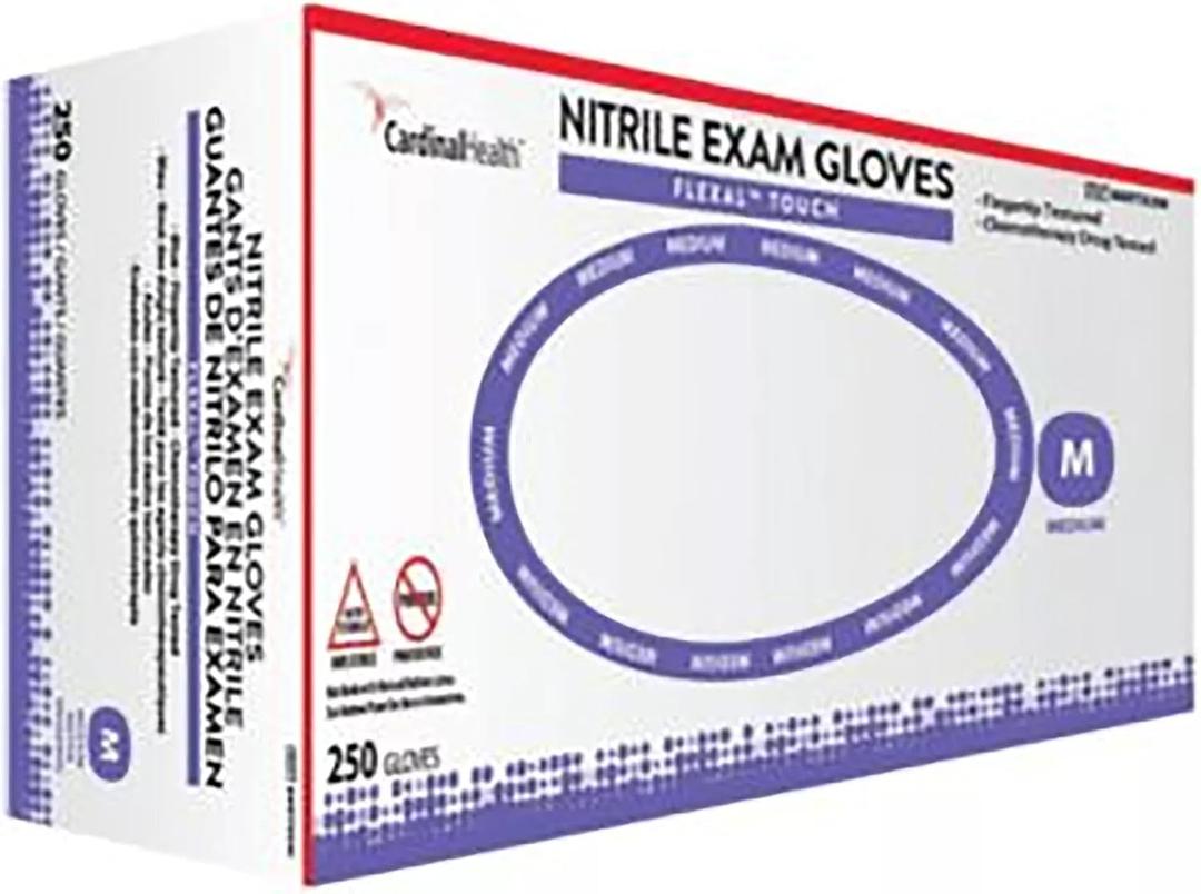Cardinal Health Flexal Touch Nitrile Exam Gloves, Medium, Case of 2500 Glove
